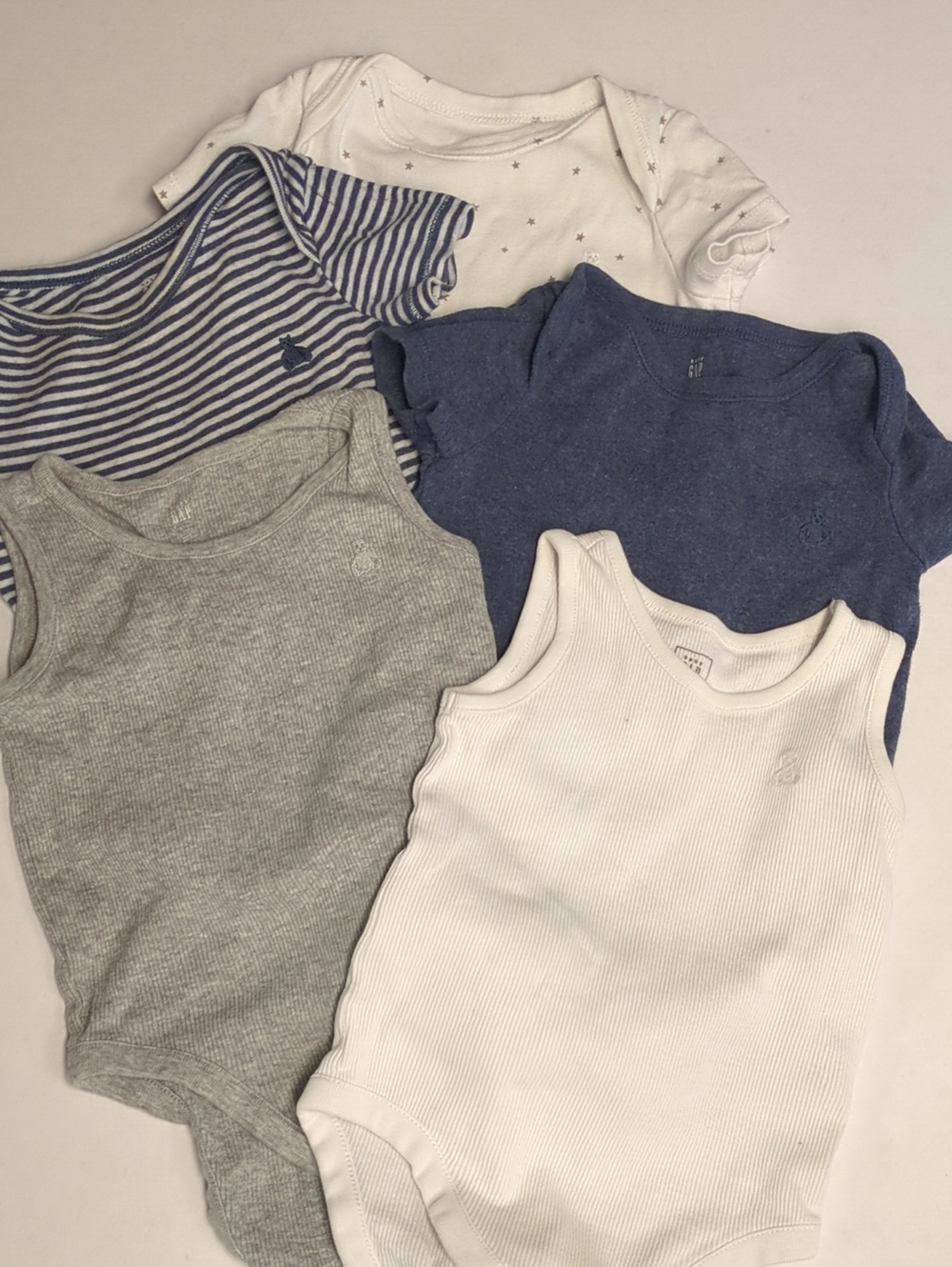 GAP Baby Tank & Short-Sleeve Bodysuit Set - White, Gray, Blue